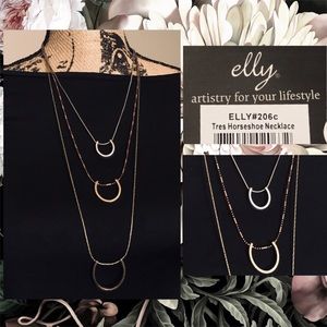 3-$20 🆕 3 Row Multi Horseshoe Pendant Waterfall Necklace